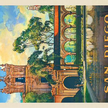 San Diego, CA: Balboa Park, Vintage Poster 100 Jigsaw Puzzle 3D Modell
