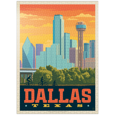 puzzleplate Dallas, Texas: Sunset Skyline, Vintage Poster 1000 Jigsaw Puzzle