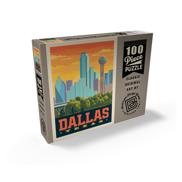 Dallas, Texas: Sunset Skyline, Vintage Poster 100 Jigsaw Puzzle box view2