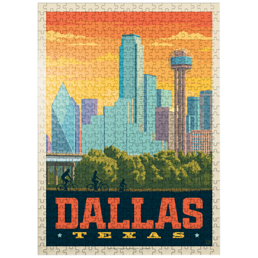 puzzleplate Dallas, Texas: Sunset Skyline, Vintage Poster 500 Jigsaw Puzzle