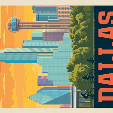 Dallas, Texas: Sunset Skyline, Vintage Poster 500 Jigsaw Puzzle 3D Modell
