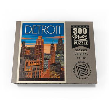 Detroit, MI: skyline, Vintage Poster 300 Jigsaw Puzzle box view3