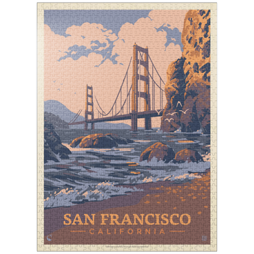 puzzleplate San Francisco, CA: Golden Gate-Water's Edge, Vintage Poster 1000 Jigsaw Puzzle