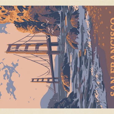 San Francisco, CA: Golden Gate-Water's Edge, Vintage Poster 1000 Jigsaw Puzzle 3D Modell