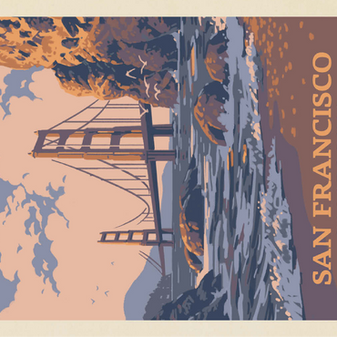 San Francisco, CA: Golden Gate-Water's Edge, Vintage Poster 100 Jigsaw Puzzle 3D Modell