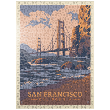 puzzleplate San Francisco, CA: Golden Gate-Water's Edge, Vintage Poster 500 Jigsaw Puzzle