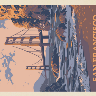 San Francisco, CA: Golden Gate-Water's Edge, Vintage Poster 500 Jigsaw Puzzle 3D Modell