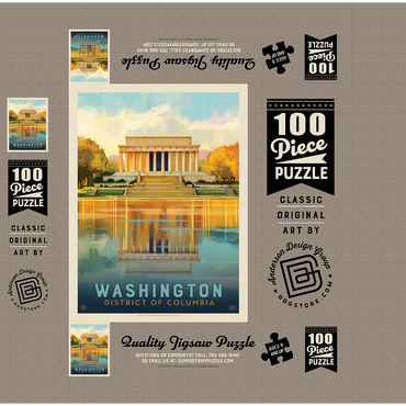 Washington, DC: Lincoln Memorial, Vintage Poster 100 Jigsaw Puzzle box 3D Modell