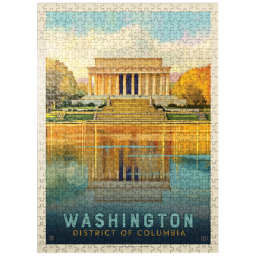 puzzleplate Washington, DC: Lincoln Memorial, Vintage Poster 500 Jigsaw Puzzle