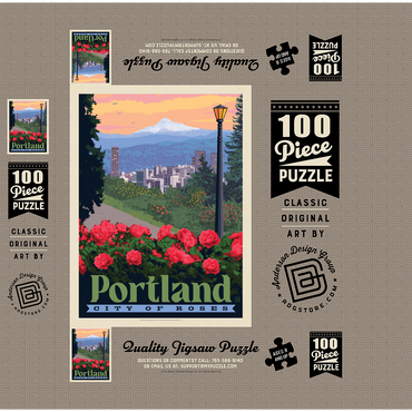 Portland, Oregon: City Of Roses, Vintage Poster 100 Jigsaw Puzzle box 3D Modell