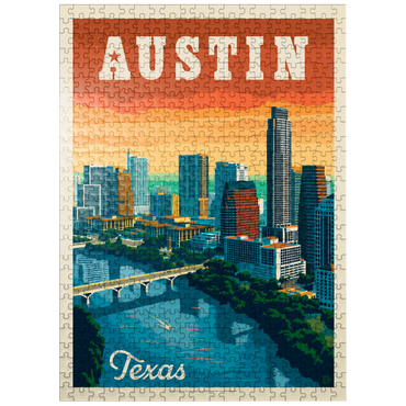 puzzleplate Austin, Texas: Skyline, Vintage Poster 500 Jigsaw Puzzle