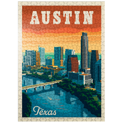puzzleplate Austin, Texas: Skyline, Vintage Poster 500 Jigsaw Puzzle