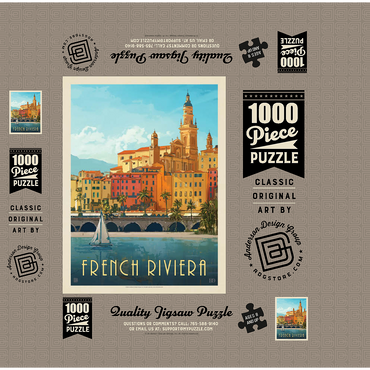 France: French Riviera, Vintage Poster 1000 Jigsaw Puzzle box 3D Modell