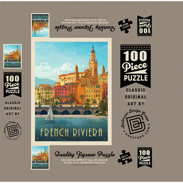 France: French Riviera, Vintage Poster 100 Jigsaw Puzzle box 3D Modell
