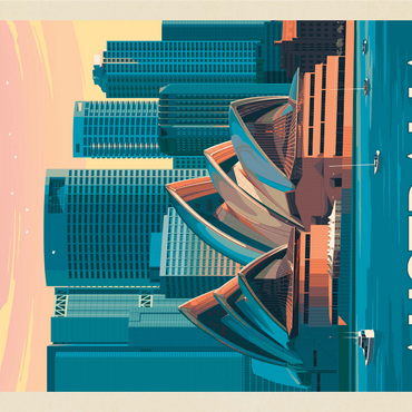 Australia: Sydney Skyline, Vintage Poster 1000 Jigsaw Puzzle 3D Modell