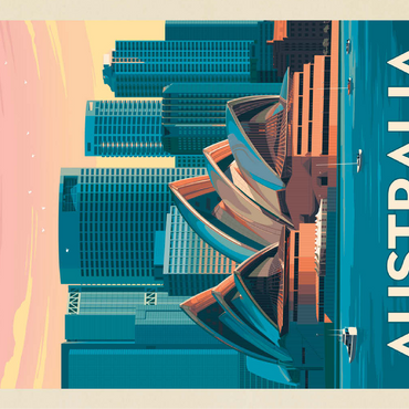 Australia: Sydney Skyline, Vintage Poster 100 Jigsaw Puzzle 3D Modell