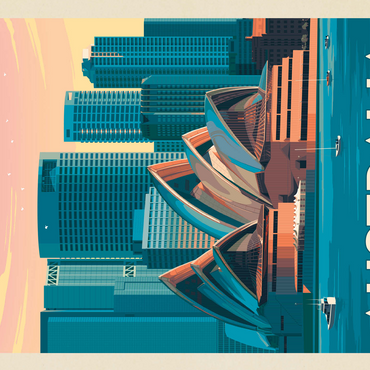 Australia: Sydney Skyline, Vintage Poster 500 Jigsaw Puzzle 3D Modell