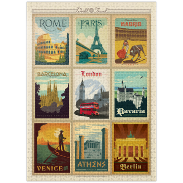 puzzleplate Europe Travel, Collage, Vintage poster 1000 Jigsaw Puzzle