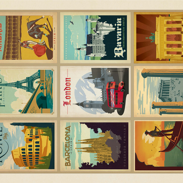 Europe Travel, Collage, Vintage poster 1000 Jigsaw Puzzle 3D Modell