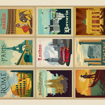 Europe Travel, Collage, Vintage poster 100 Jigsaw Puzzle 3D Modell