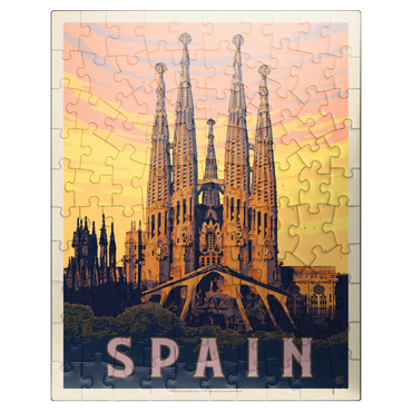 puzzleplate Spain: Familia Sagrada, Vintage Poster 100 Jigsaw Puzzle