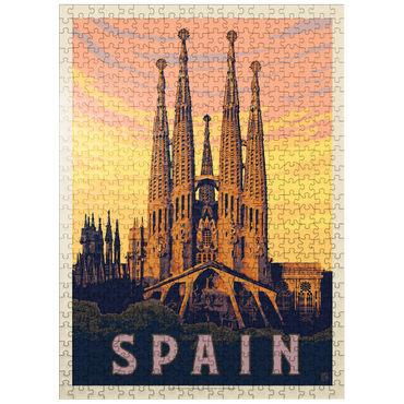 puzzleplate Spain: Familia Sagrada, Vintage Poster 500 Jigsaw Puzzle