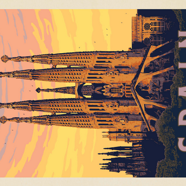 Spain: Familia Sagrada, Vintage Poster 500 Jigsaw Puzzle 3D Modell
