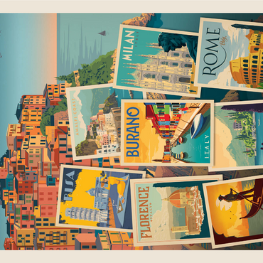Italy: Viva Italia! Collage, Vintage poster 1000 Jigsaw Puzzle 3D Modell