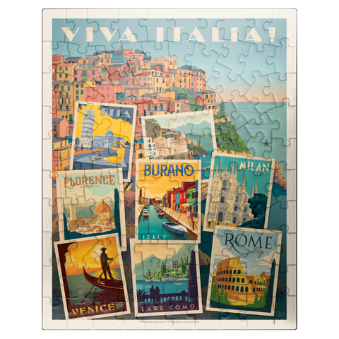 puzzleplate Italy: Viva Italia! Collage, Vintage poster 100 Jigsaw Puzzle