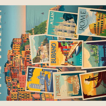 Italy: Viva Italia! Collage, Vintage poster 100 Jigsaw Puzzle 3D Modell