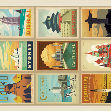 World Travel, Collage, Vintage poster 500 Jigsaw Puzzle 3D Modell