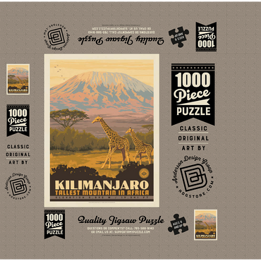 Kilimanjaro: Tallest Mountain in Africa, Vintage Poster 1000 Jigsaw Puzzle box 3D Modell