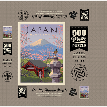 Japan: Mount Fuji, Vintage Poster 500 Jigsaw Puzzle box 3D Modell