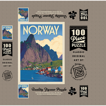 Norway: The Land of Fjords, Vintage Poster 100 Jigsaw Puzzle box 3D Modell