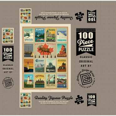 Canada Travel, Collage, Vintage Poster 100 Jigsaw Puzzle box 3D Modell