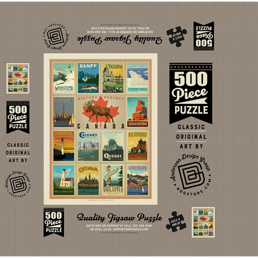 Canada Travel, Collage, Vintage Poster 500 Jigsaw Puzzle box 3D Modell