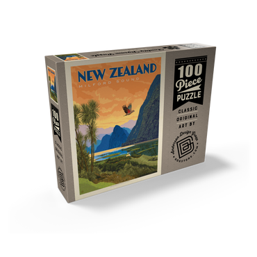 New Zealand: Milford Sound, Vintage Poster 100 Jigsaw Puzzle box view2