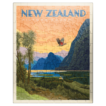 puzzleplate New Zealand: Milford Sound, Vintage Poster 100 Jigsaw Puzzle