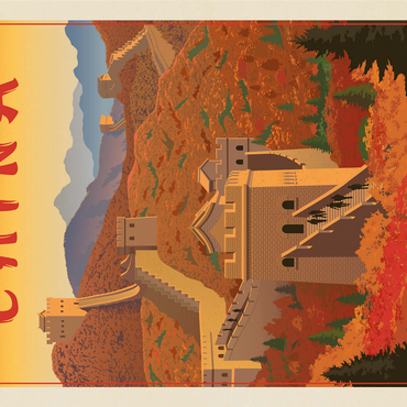 China: Great Wall, Vintage Poster 1000 Jigsaw Puzzle 3D Modell