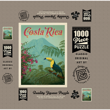 Costa Rica: Toucan in the jungle, Vintage Poster 1000 Jigsaw Puzzle box 3D Modell