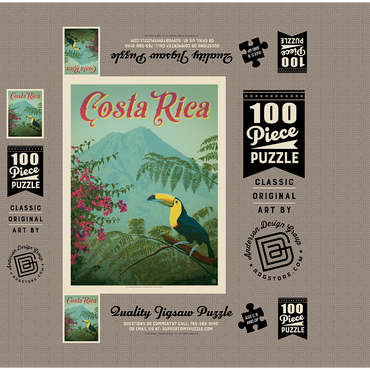 Costa Rica: Toucan in the jungle, Vintage Poster 100 Jigsaw Puzzle box 3D Modell
