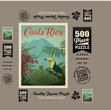 Costa Rica: Toucan in the jungle, Vintage Poster 500 Jigsaw Puzzle box 3D Modell