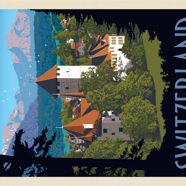 Switzerland, Vintage Travel Poster 1000 Jigsaw Puzzle 3D Modell