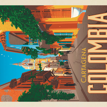Colombia: Cartagena, Vintage Poster 100 Jigsaw Puzzle 3D Modell