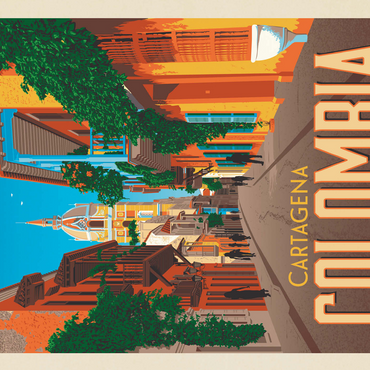 Colombia: Cartagena, Vintage Poster 500 Jigsaw Puzzle 3D Modell