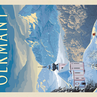 Germany: Bavarian Alps, Vintage Poster 1000 Jigsaw Puzzle 3D Modell