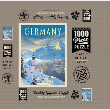 Germany: Bavarian Alps, Vintage Poster 1000 Jigsaw Puzzle box 3D Modell