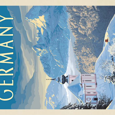 Germany: Bavarian Alps, Vintage Poster 100 Jigsaw Puzzle 3D Modell