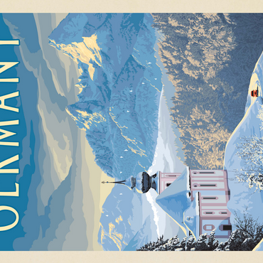 Germany: Bavarian Alps, Vintage Poster 500 Jigsaw Puzzle 3D Modell