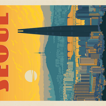South Korea: Seoul, Vintage Poster 1000 Jigsaw Puzzle 3D Modell